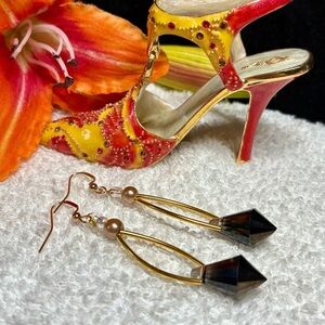 Artisan Gold and Black Geometric Earrings
